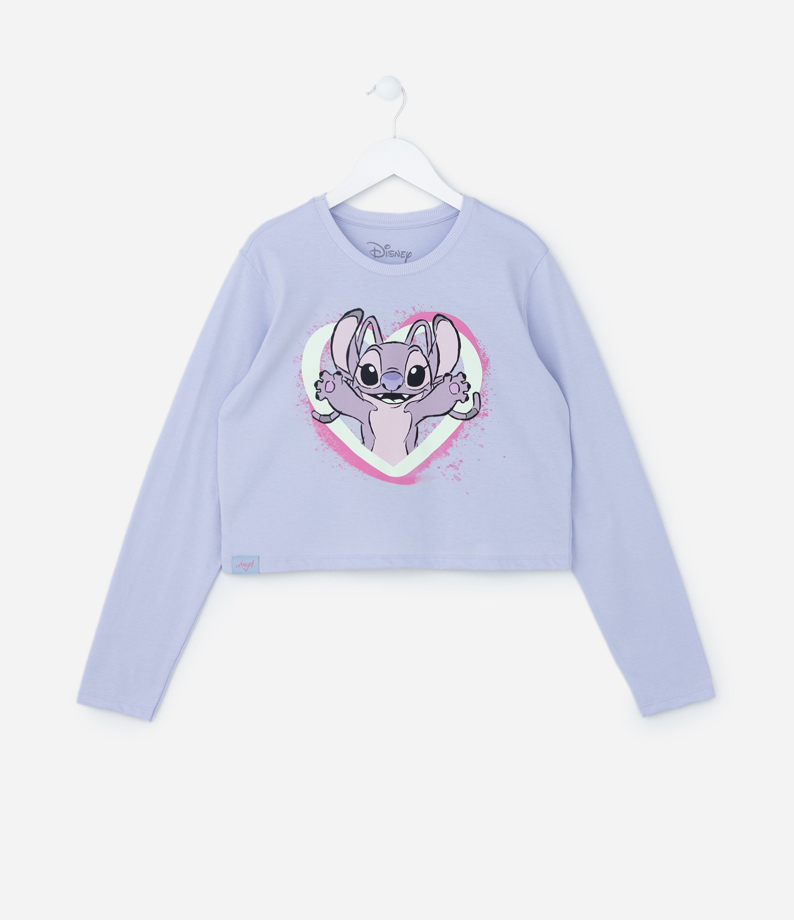 Camiseta Curta Infantil com Estampa da Angel - Tam 5 a 14 Anos Lilás 1