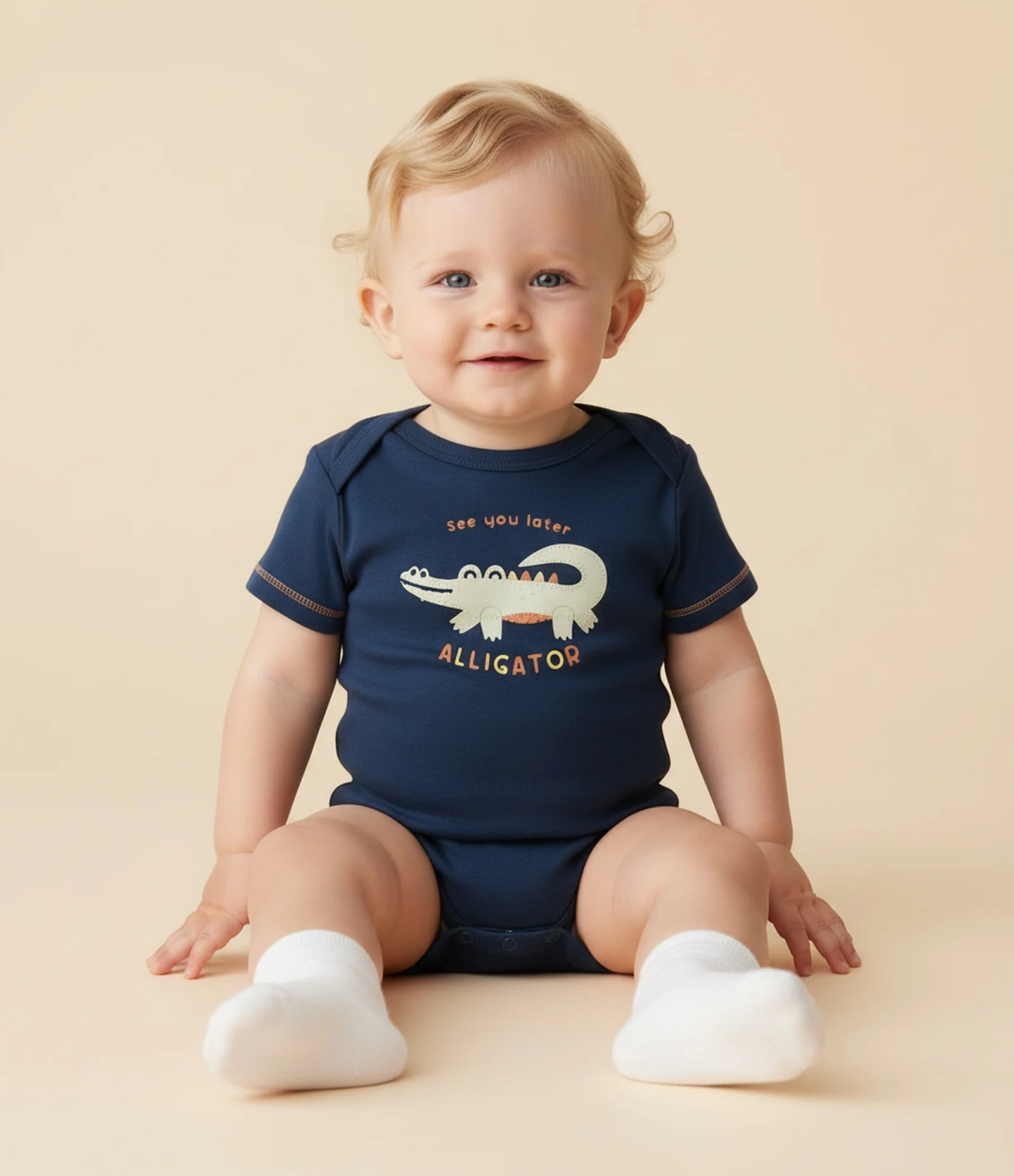 Body Infantil com Estampa Jacarézinho - Tam 0 a 18 meses Azul 1