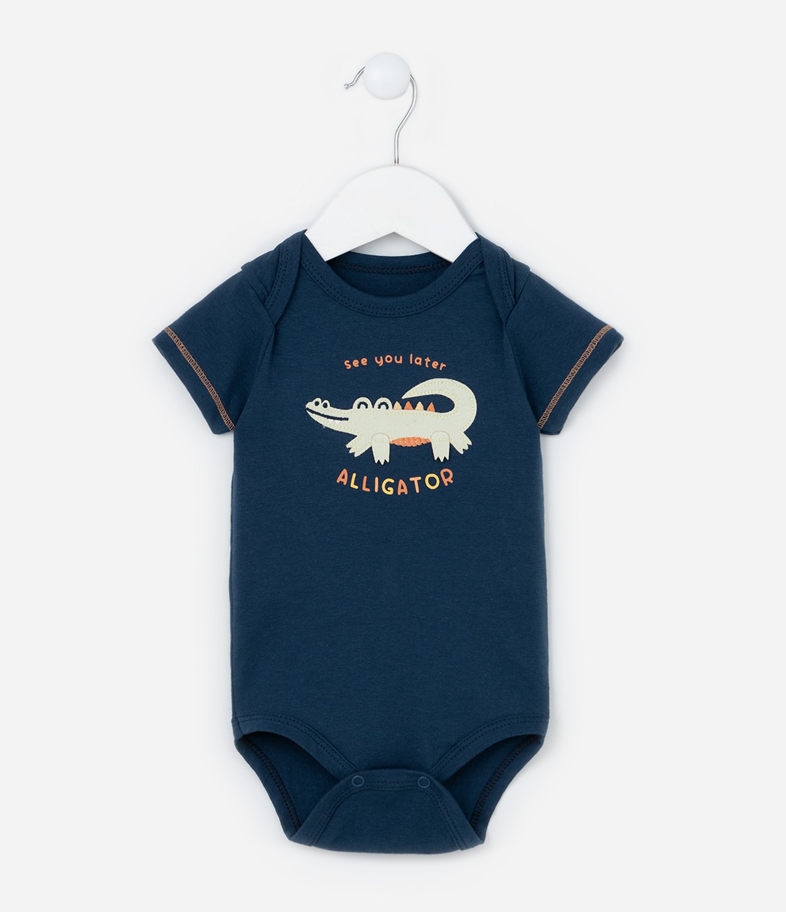 Body Infantil com Estampa Jacarézinho - Tam 0 a 18 meses Azul 2