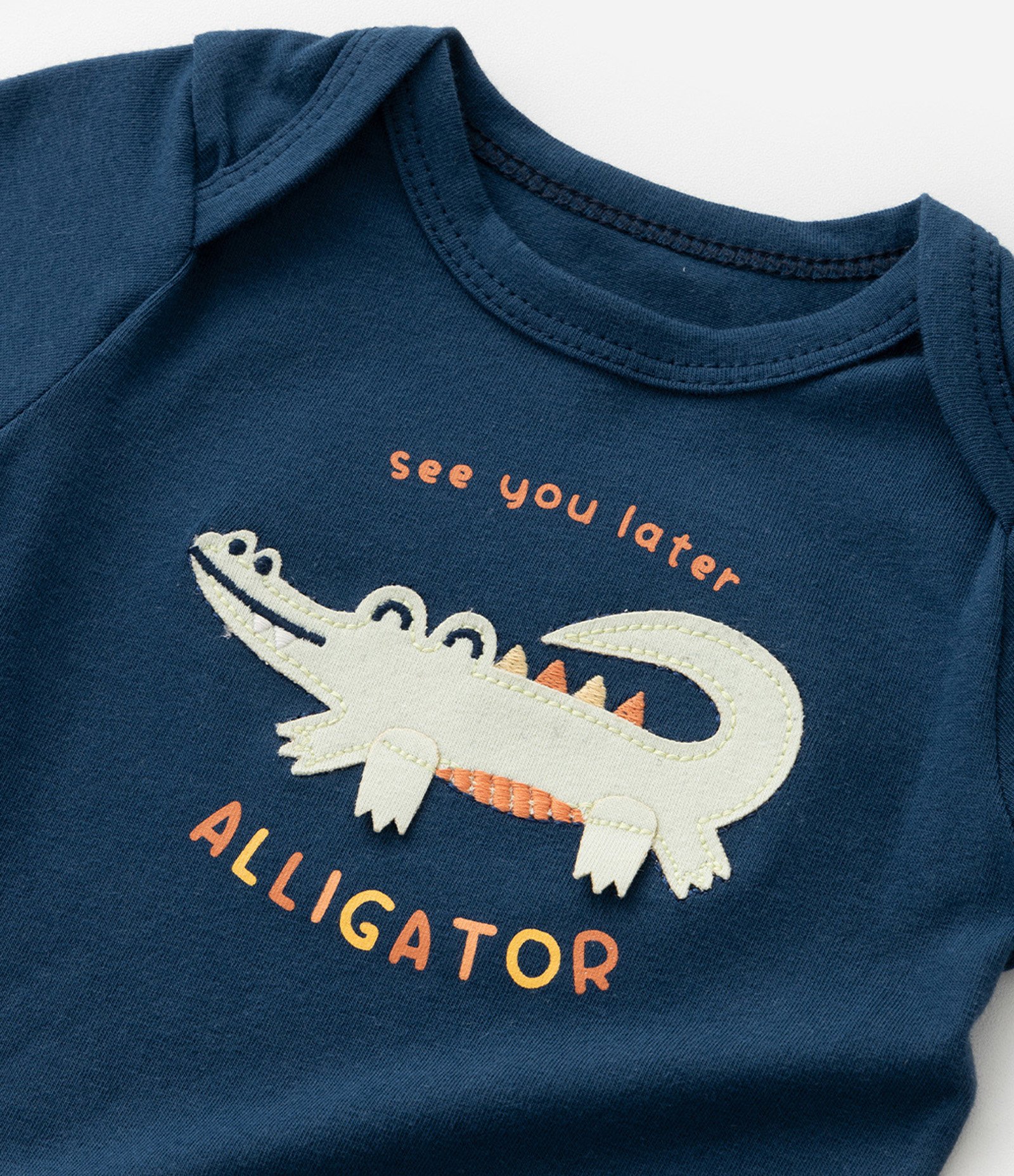 Body Infantil com Estampa Jacarézinho - Tam 0 a 18 meses Azul 8