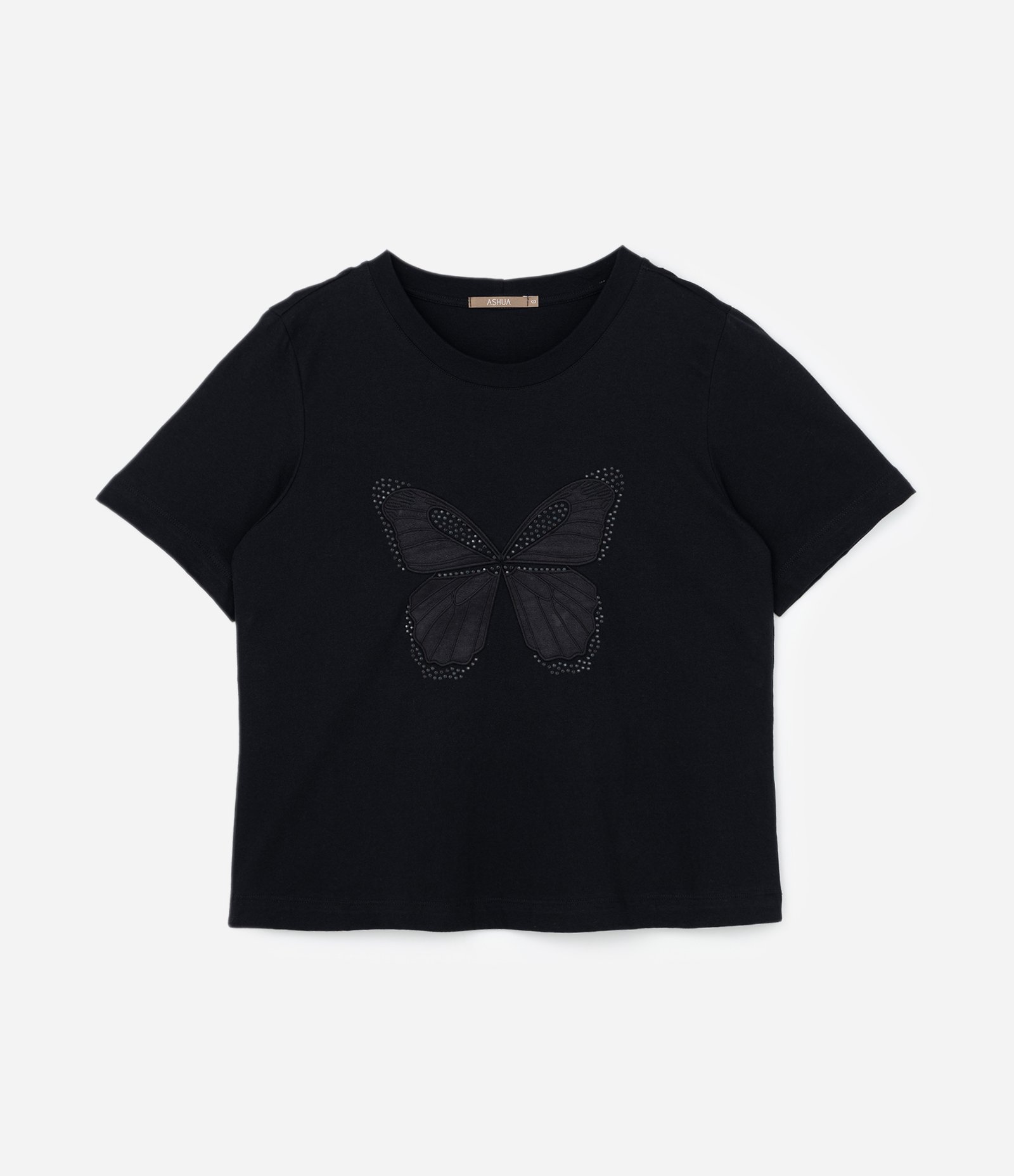 Blusa Bordada de Borboleta com Aplicações Curve & Plus Size Preto 4