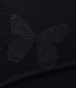 Blusa Bordada de Borboleta com Aplicações Curve & Plus Size