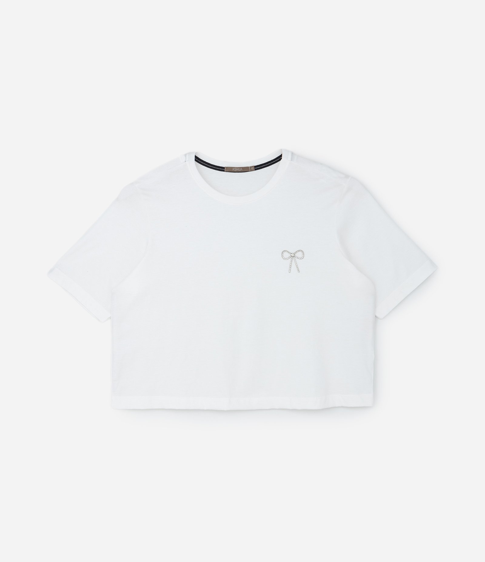 Blusa em Algodão com Lacinho de Strass Curve & Plus Size Branco 4