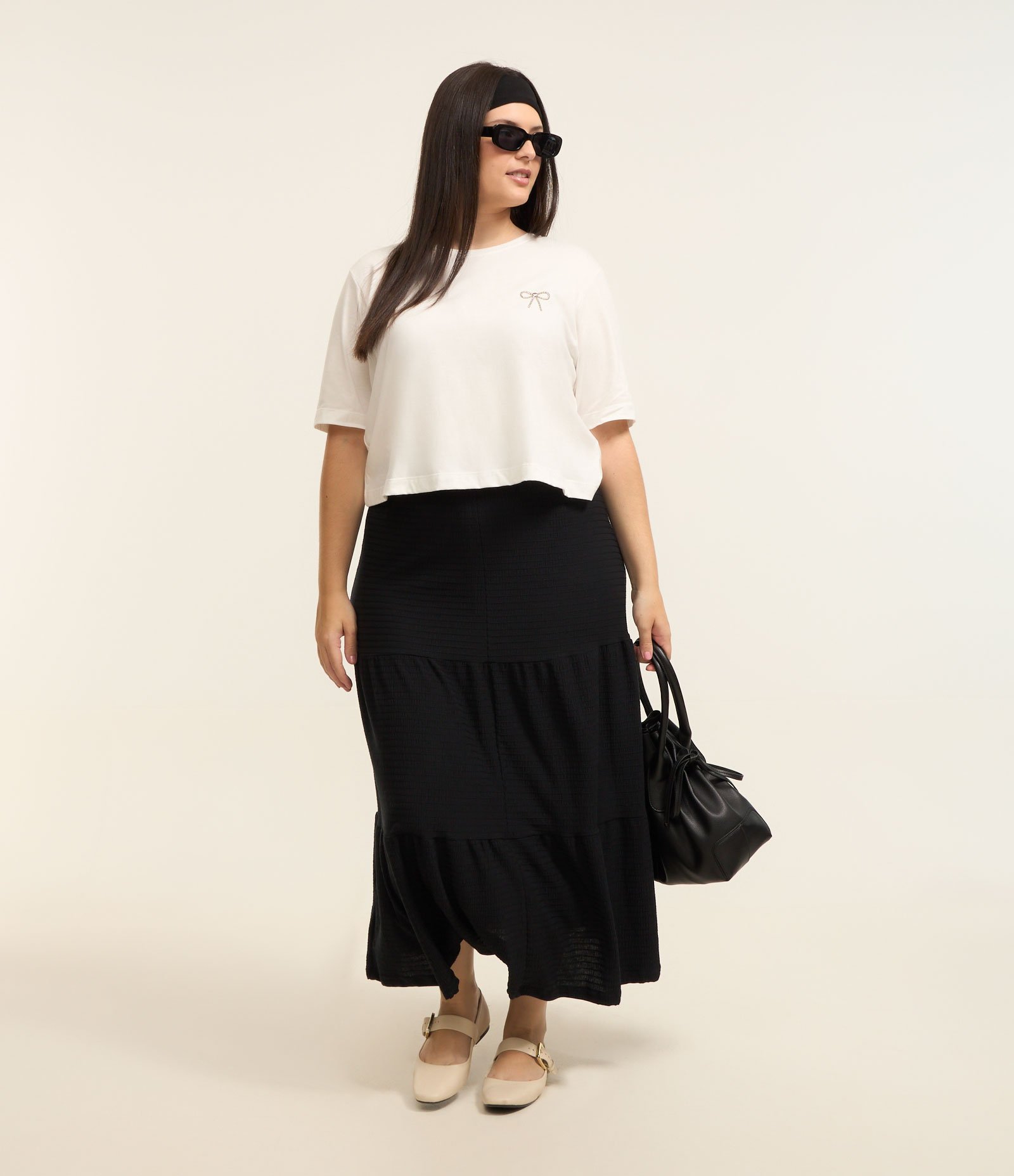 Blusa em Algodão com Lacinho de Strass Curve & Plus Size Branco 2
