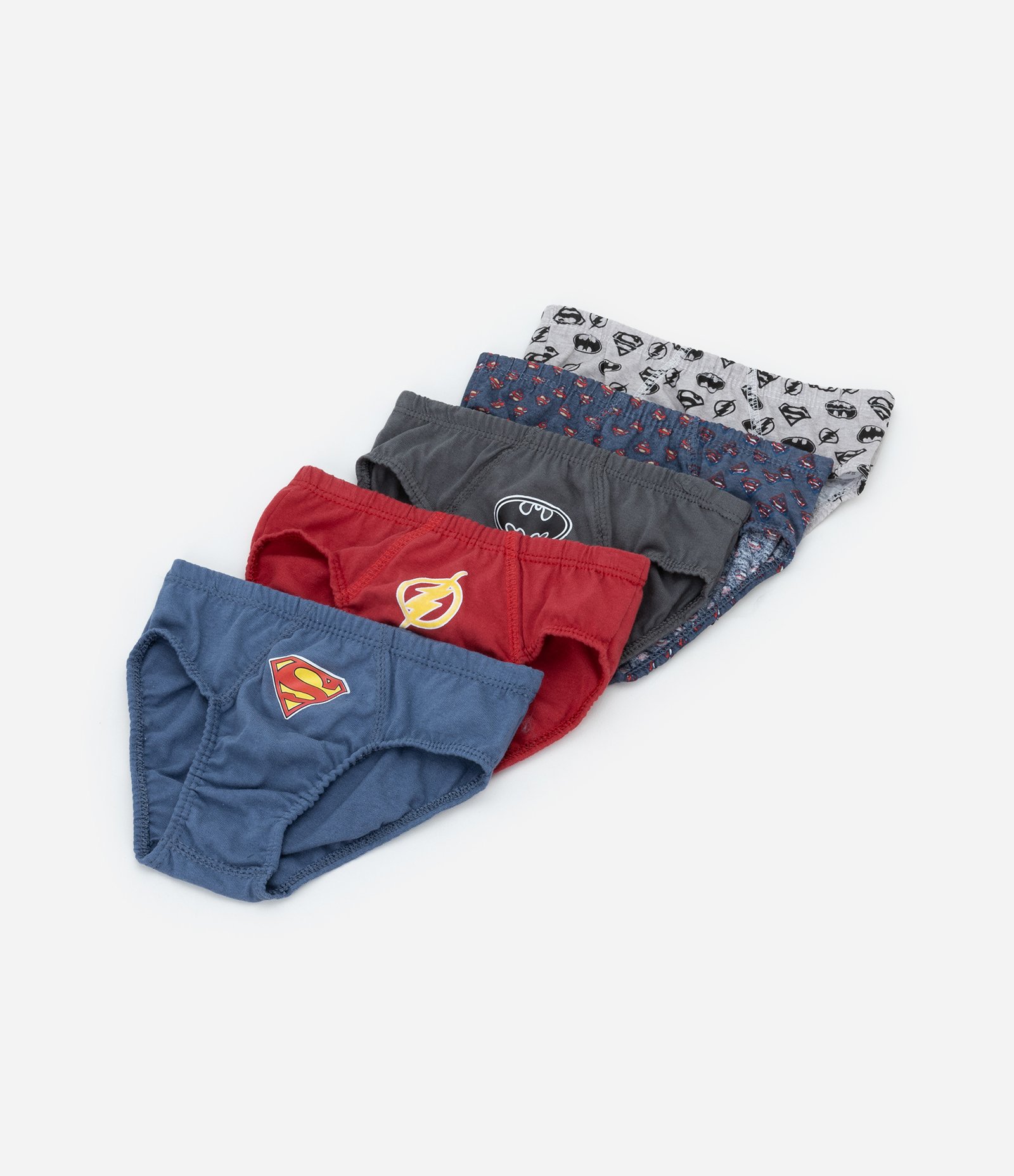 Kit 05 Cuecas Slip Infantis com Estampa DC - Tam 2 a 10 Anos Multicores 1