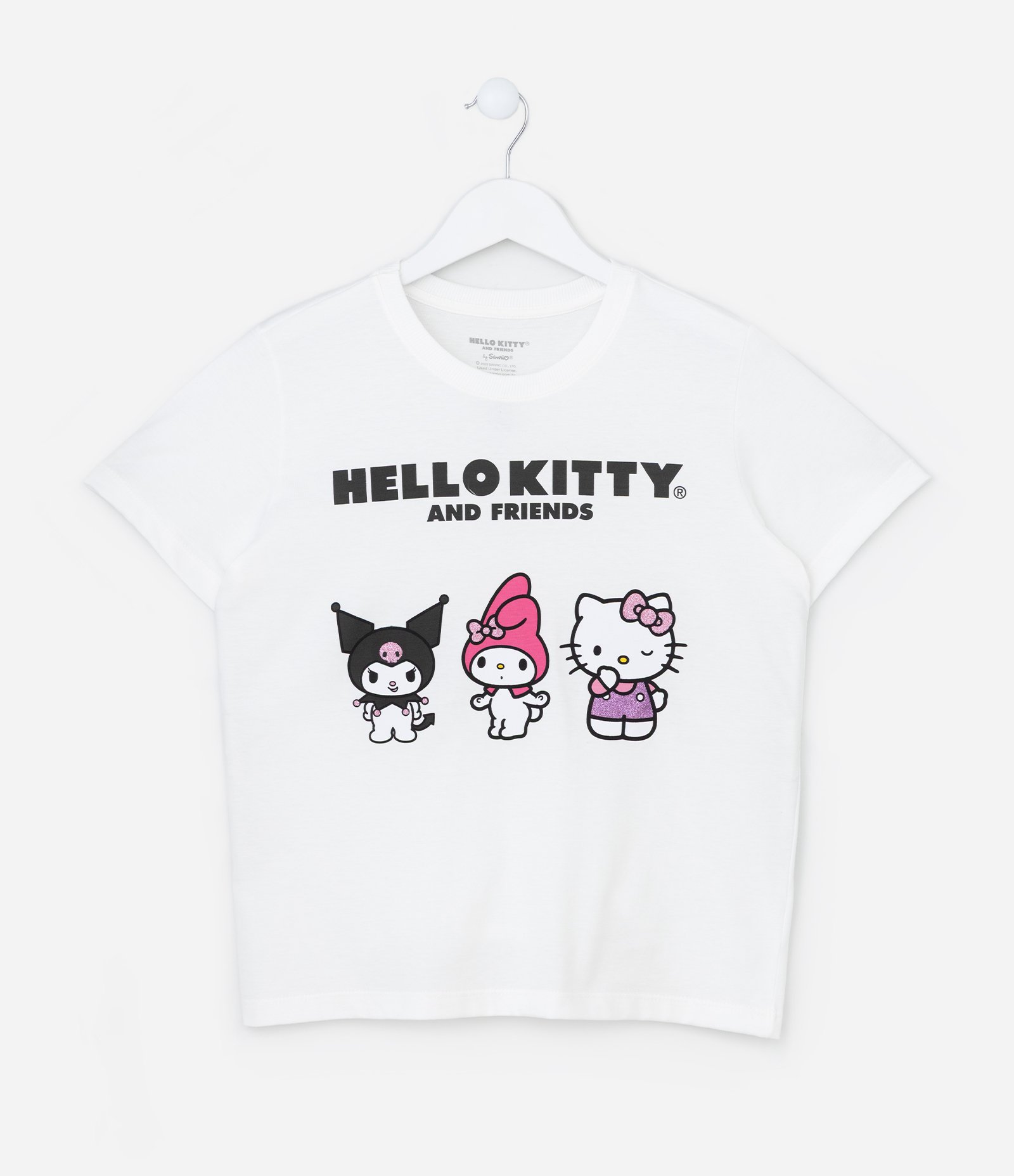 Camiseta Infantil com Estampa Hello Kitty e Amigos - Tam 5 a 14 Anos Branco 1
