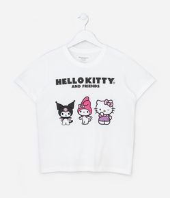 Camiseta Infantil com Estampa Hello Kitty e Amigos - Tam 5 a 14 Anos