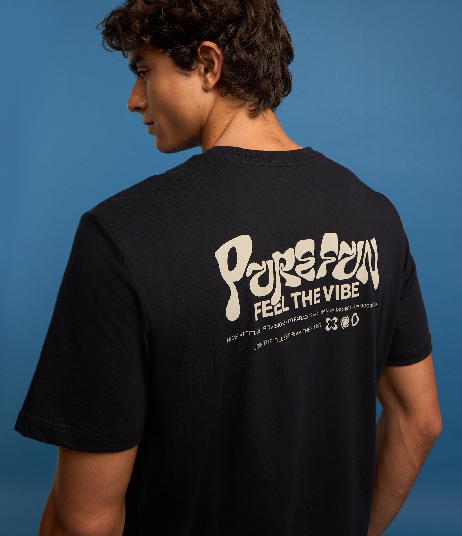 Camiseta Comfort em Algodão com Estampa Lettering Pure Fun Preto 6