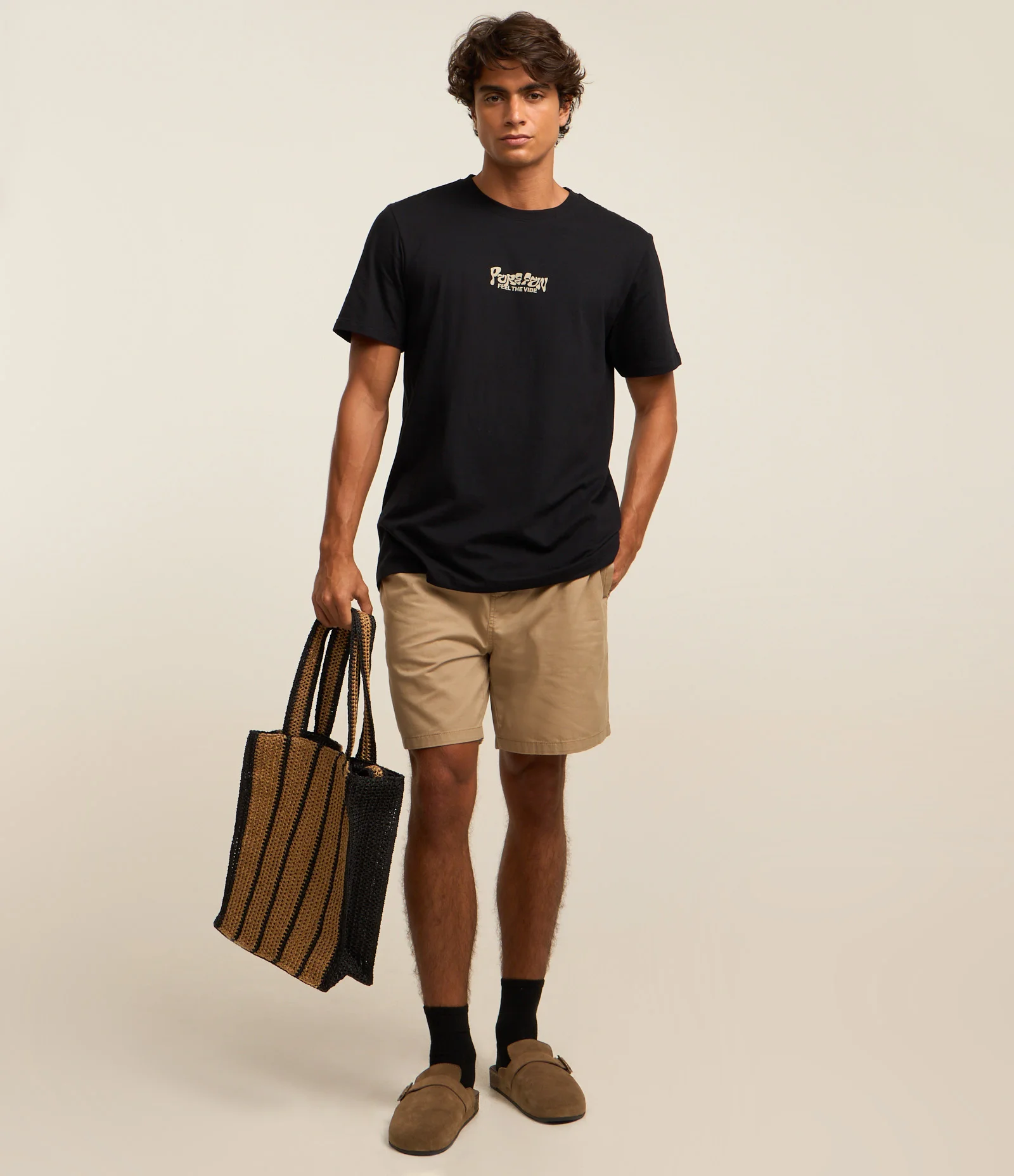 Camiseta Comfort em Algodão com Estampa Lettering Pure Fun Preto 2