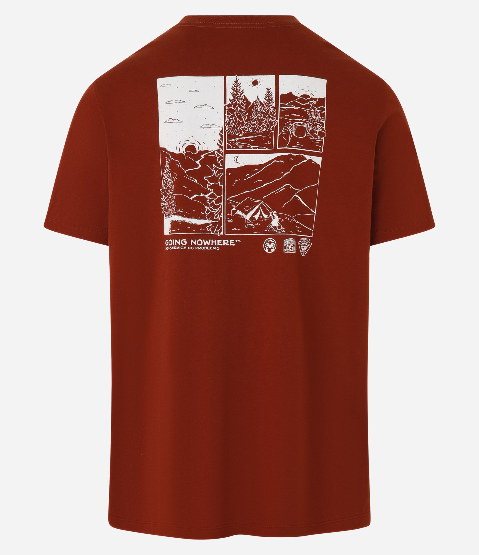 Camiseta Comfort em Algodão com Estampa de Montanhas Vermelho 8