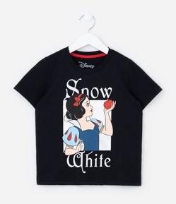 Camiseta Infantil com Estampa Branca de Neve com Foil - Tam 4 a 12 anos