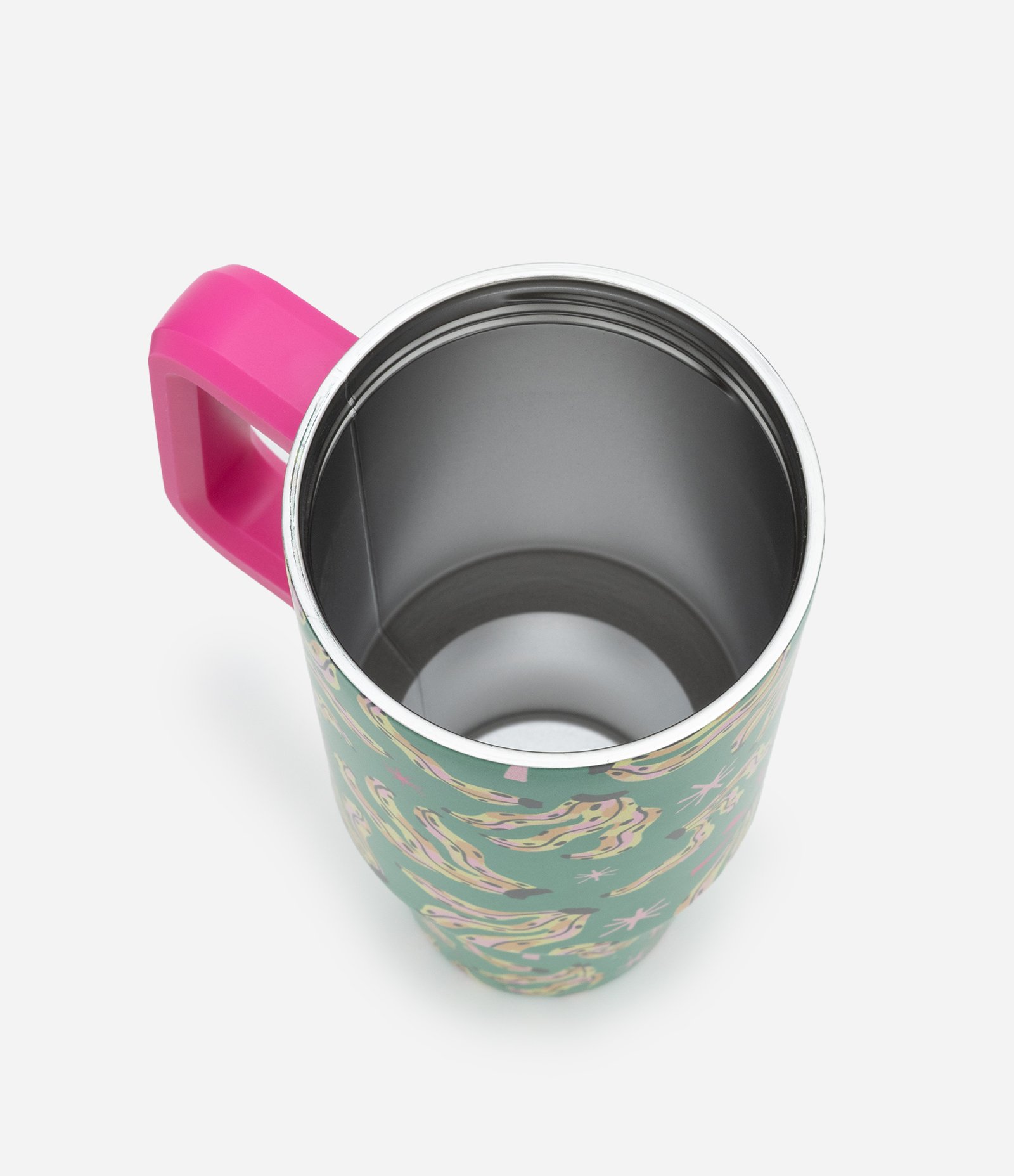 Copo Metal com Canudo Reutilizável e Estampa de Bananas Verde/Amarelo/Rosa 3