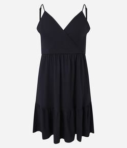 Vestido Curto em Algodão com Decote Transpassado