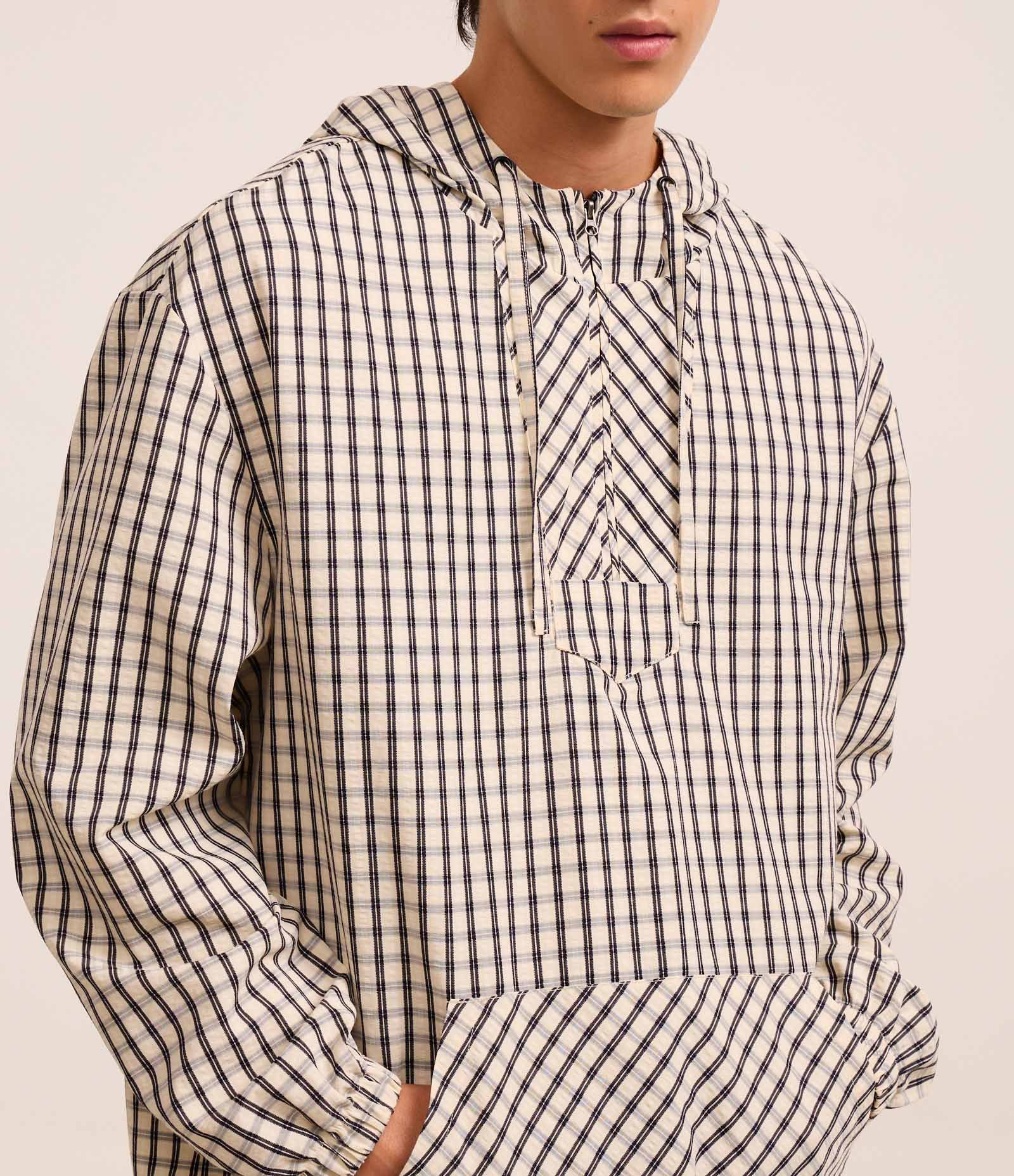 Jaqueta Relaxed com Capuz e Balaclava Removível Off White/Preto 9