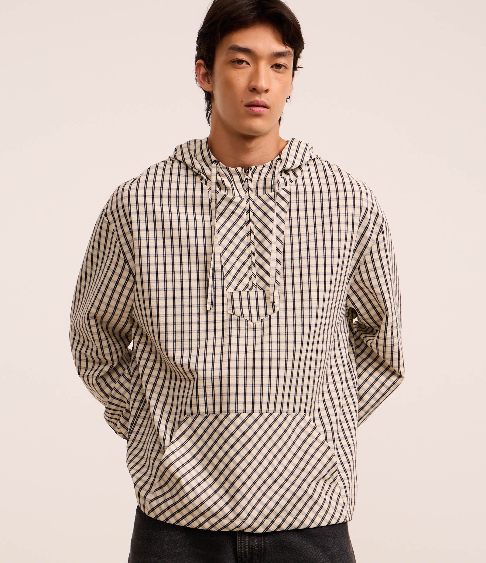 Jaqueta Relaxed com Capuz e Balaclava Removível Off White/Preto 6