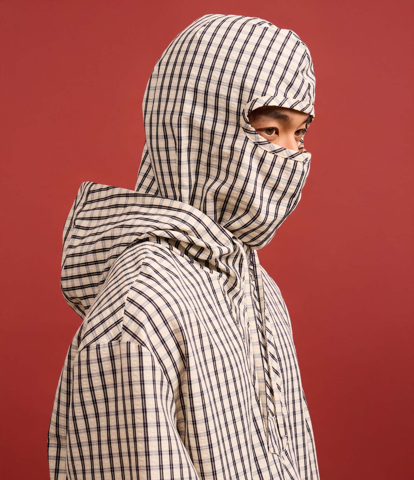 Jaqueta Relaxed com Capuz e Balaclava Removível Off White/Preto 4