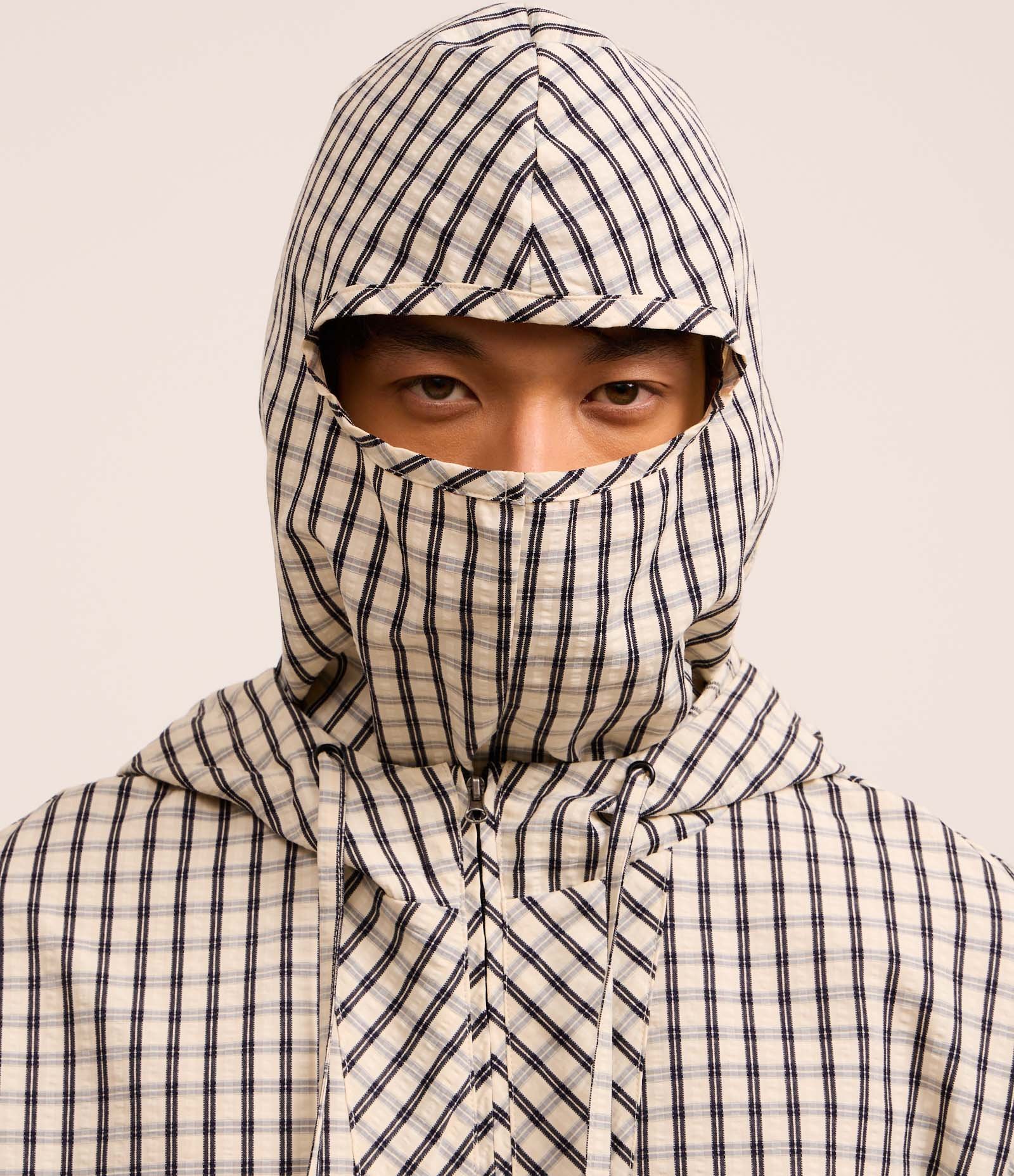 Jaqueta Relaxed com Capuz e Balaclava Removível Off White/Preto 5