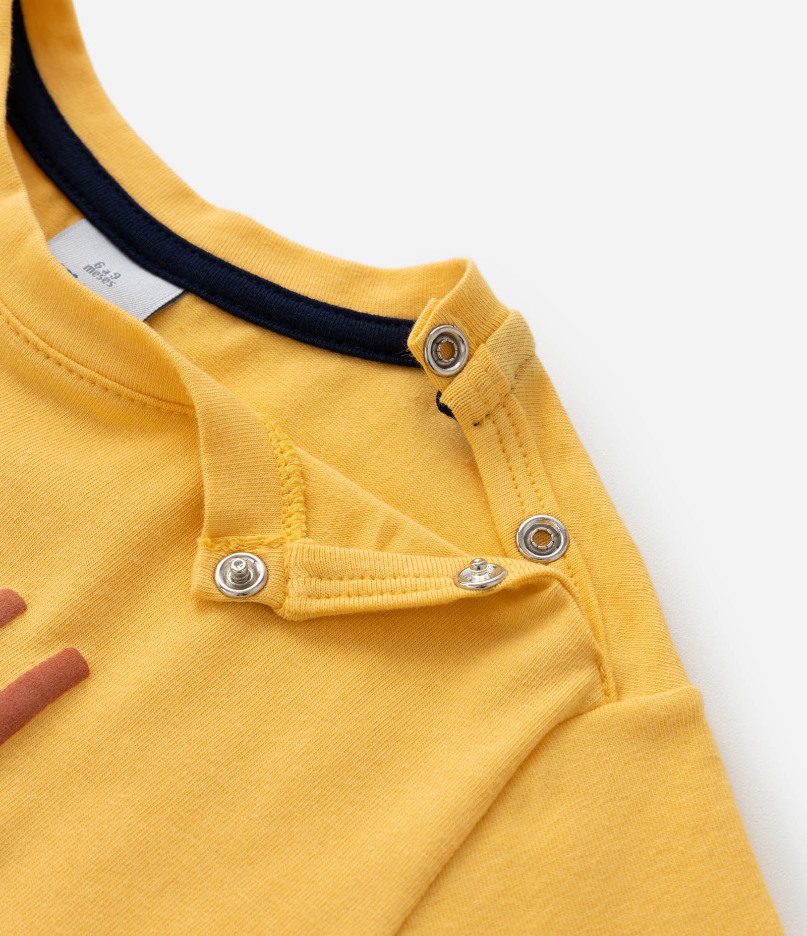 Camiseta Infantil com Bordado de Dino - Tam 0 a 18 meses Amarelo 5