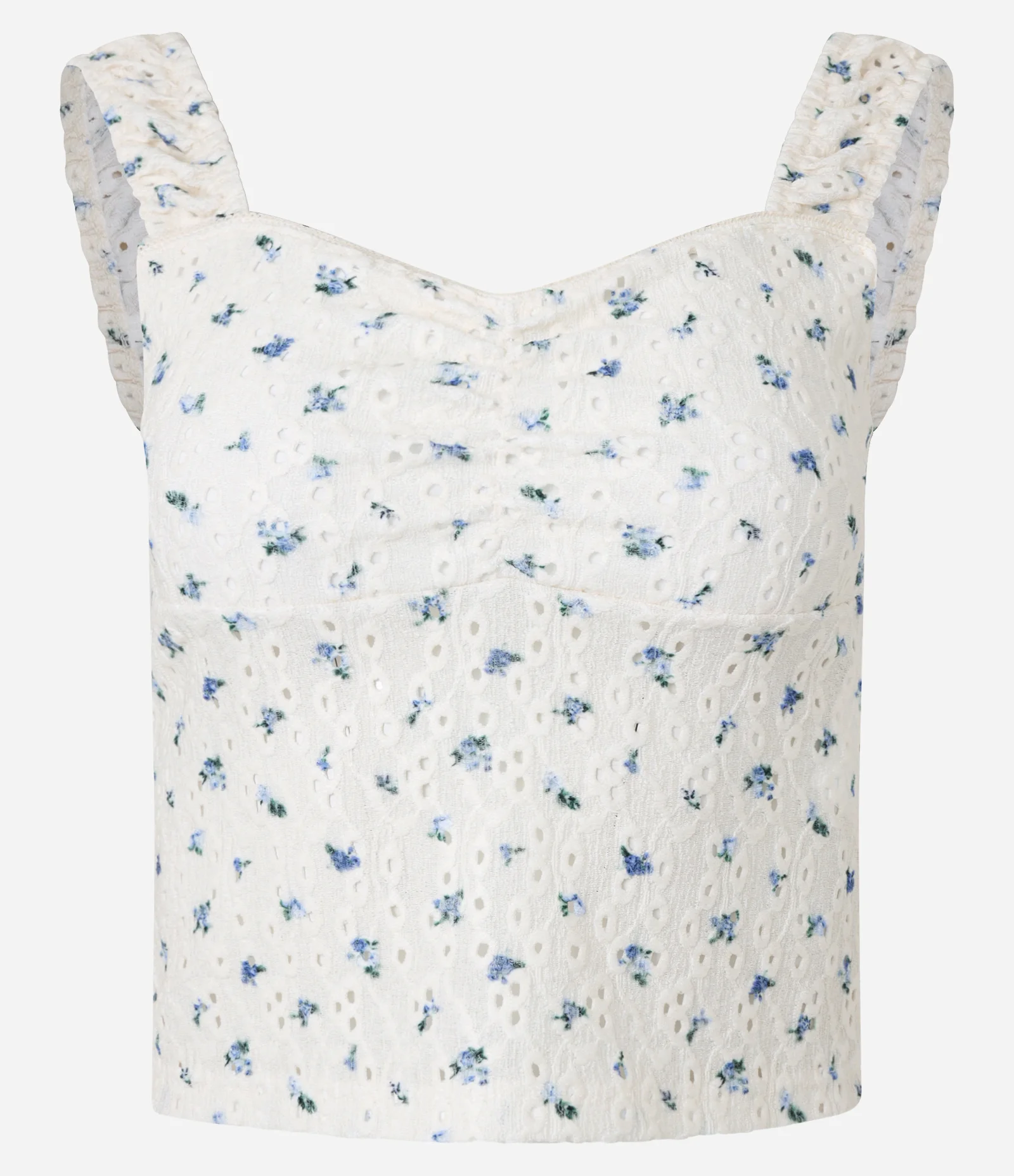 Blusa em Laise Estampado com detalhe no busto Branco 5