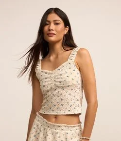 Blusa em Laise Estampado com detalhe no busto
