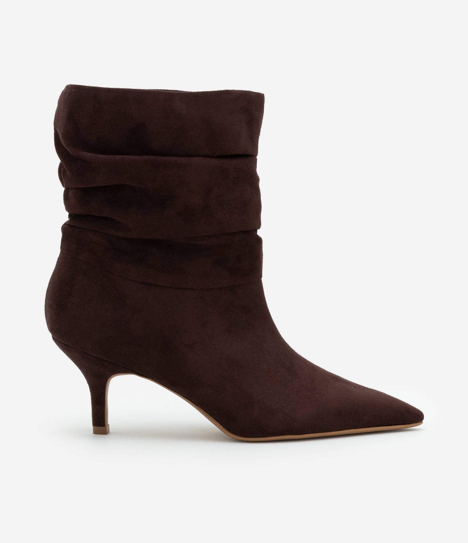Bota Slouch com Bico Fino em PU e Camurça Marrom 1