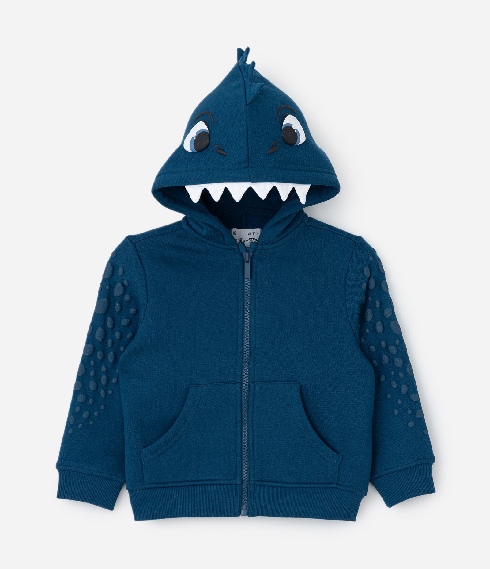 Casaco Infantil com Estampa Interativa de Dino - Tam 1 a 6 Anos Azul 1