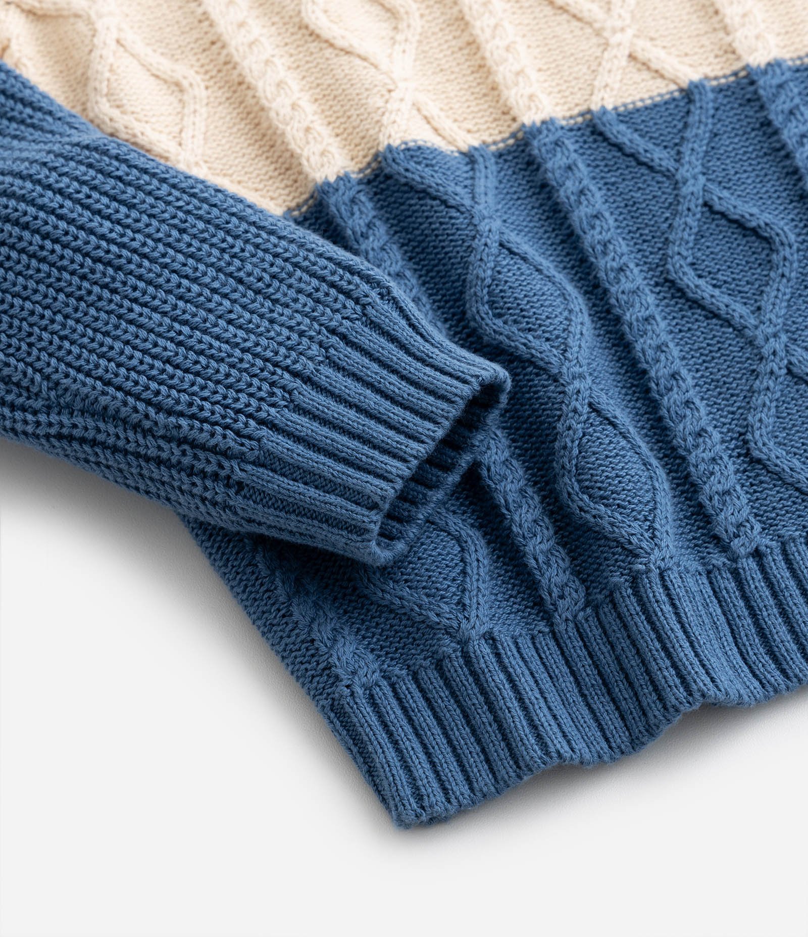 Suéter Infantil com Textura Trançada e Blocos de Cor - Tam 1 a 5 Anos Marrom/Bege/Azul 5