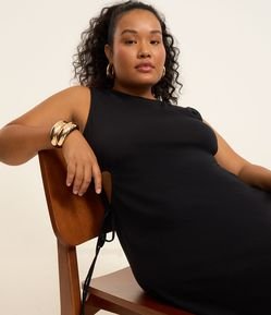 Vestido Midi Algodão com Recortes Laterais Curve & Plus Size