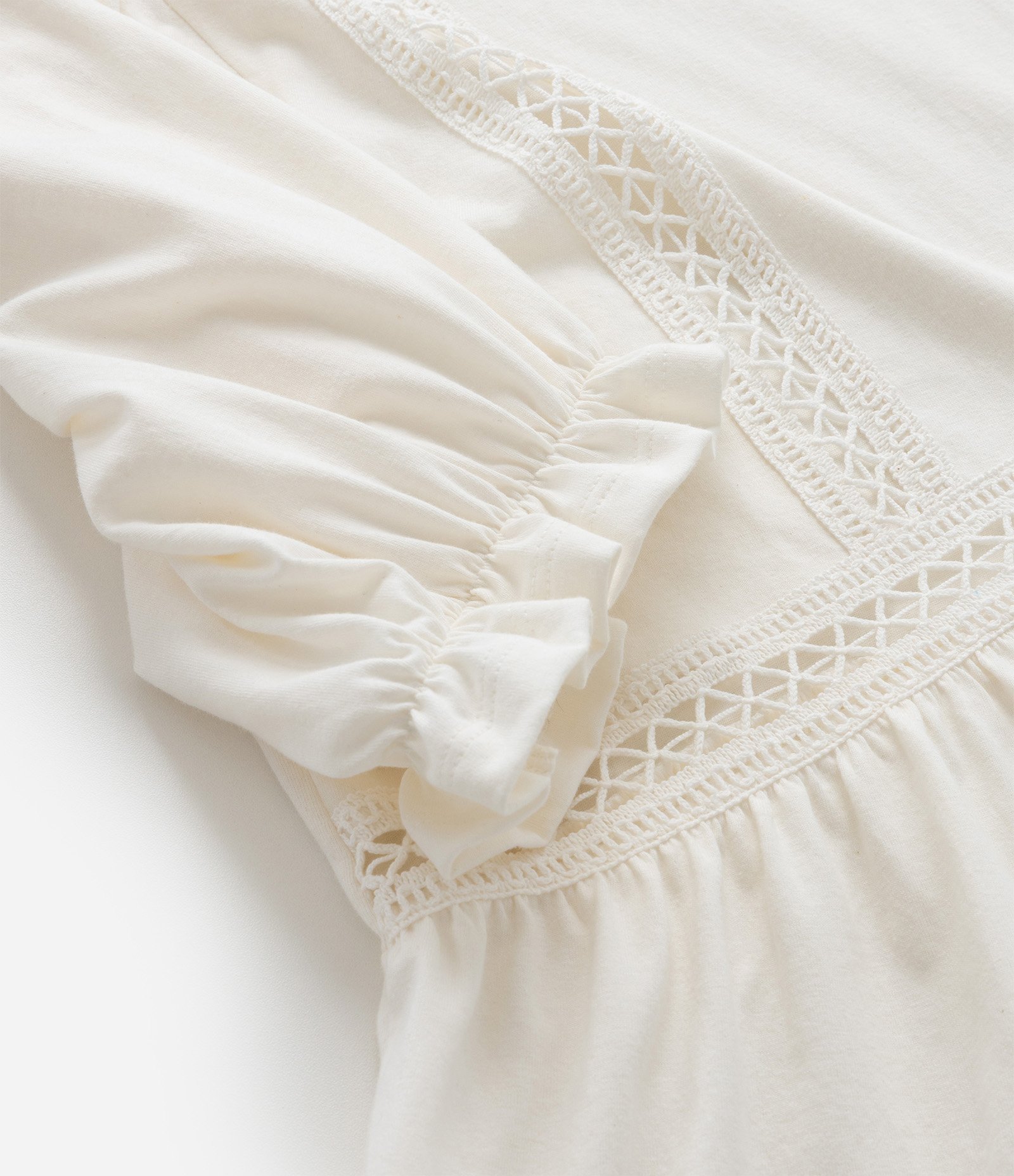 Blusa Boho com Entremeios e Manga Bufante Curve & Plus Size Off White 8