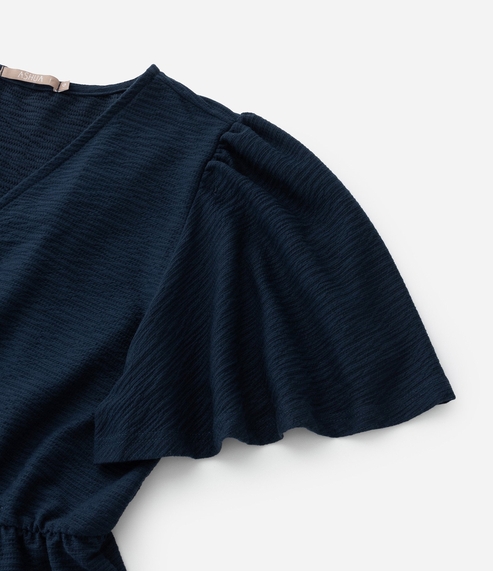 Vestido Curto Texturizado com Manga Ampla Curve & Plus Size Azul 9