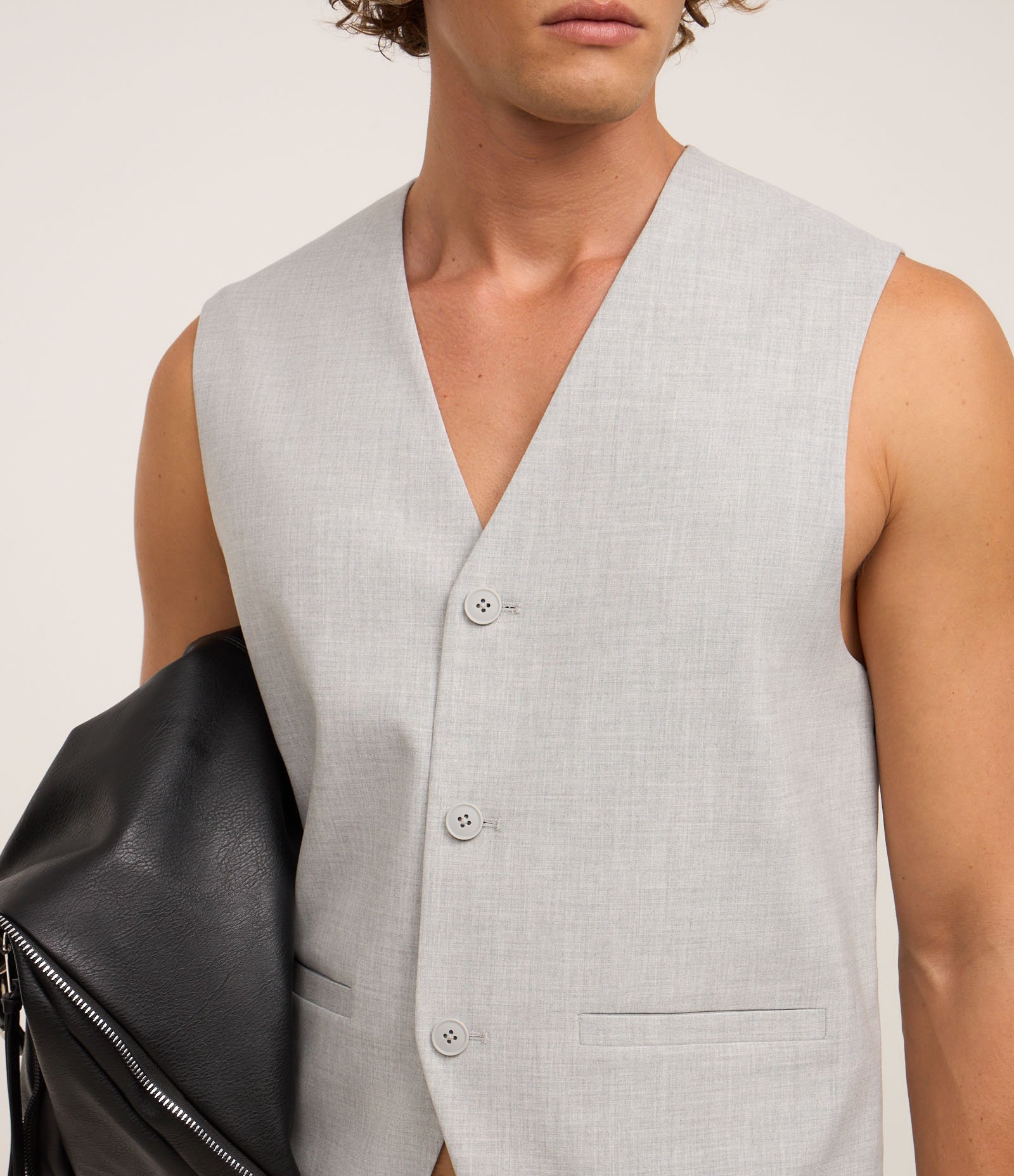 Colete em Alfaiataria com Gola em V Branco 5