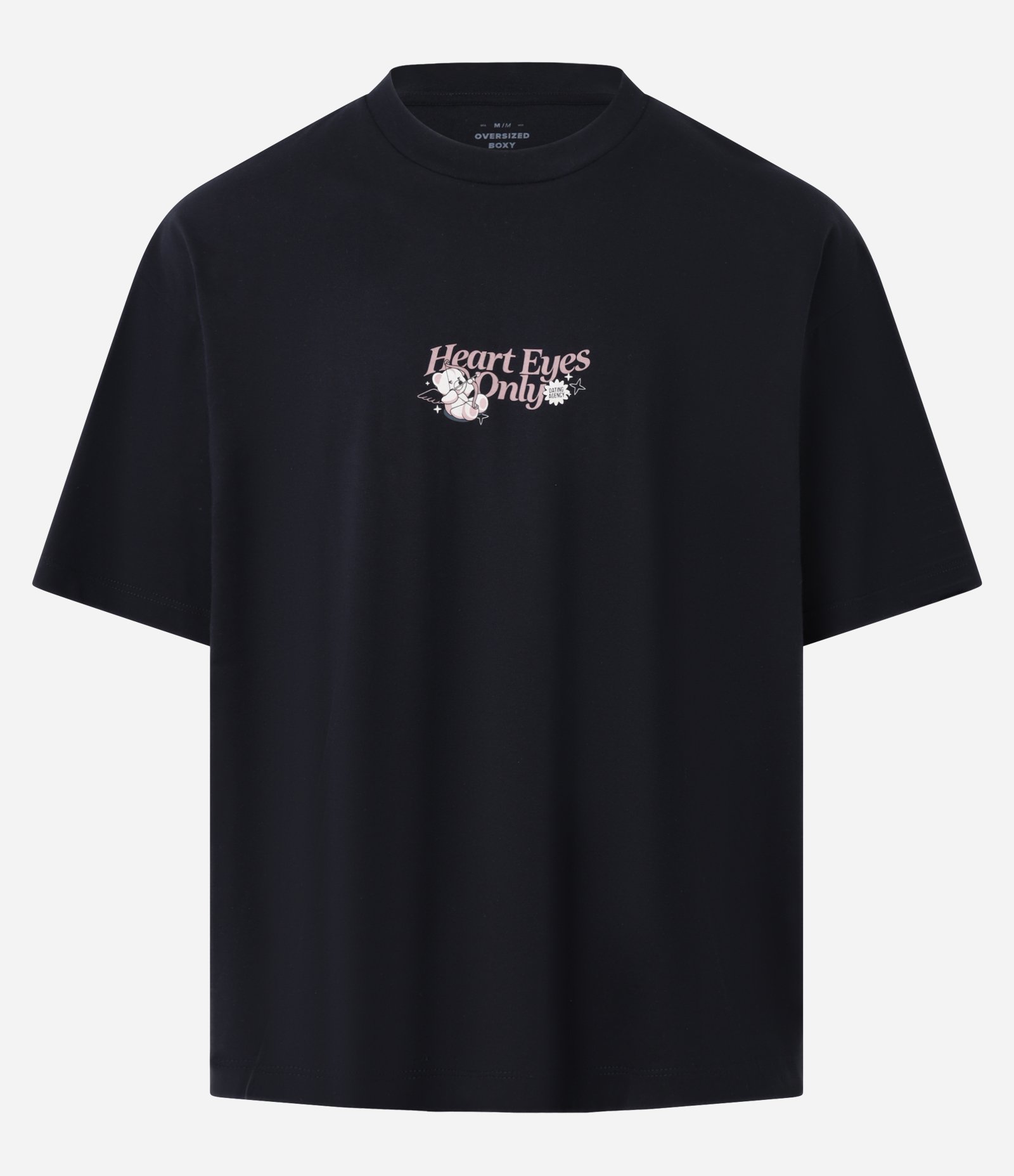 Camiseta Oversized em Algodão com Estampa Lettering com Urso Cupido Preto 6