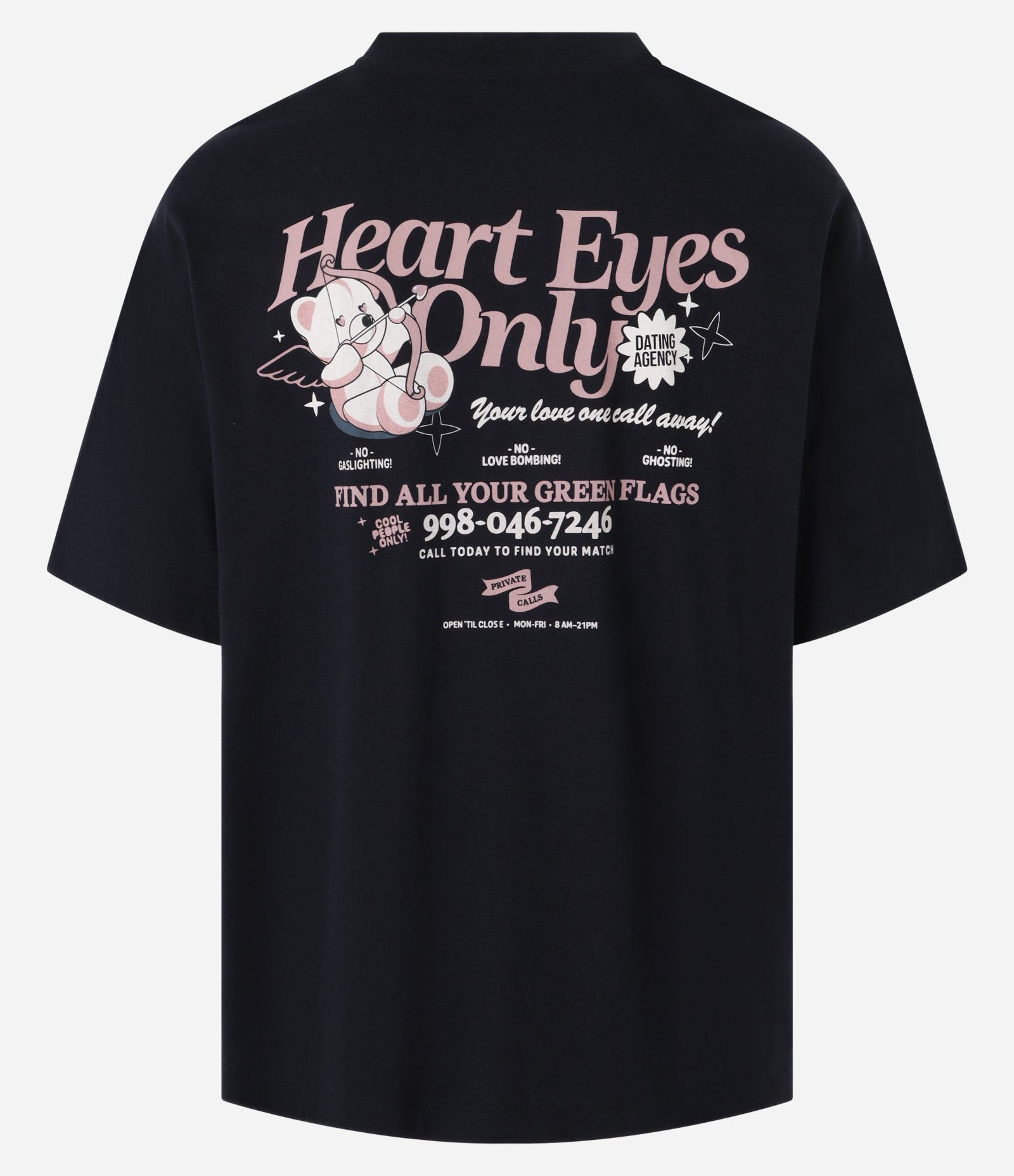 Camiseta Oversized em Algodão com Estampa Lettering com Urso Cupido Preto 7