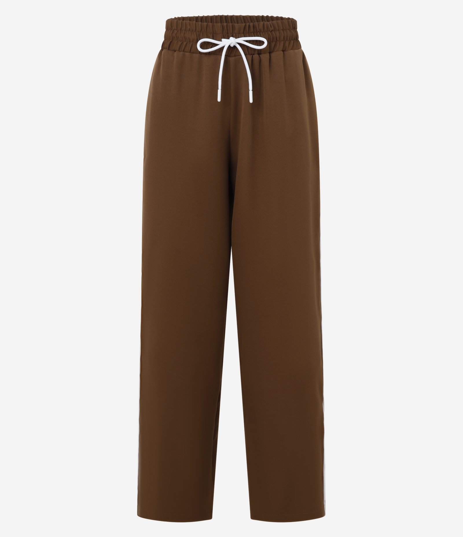 Calça em Alfaiataria com Friso Contrastante e Elástico na Cintura Marrom 5