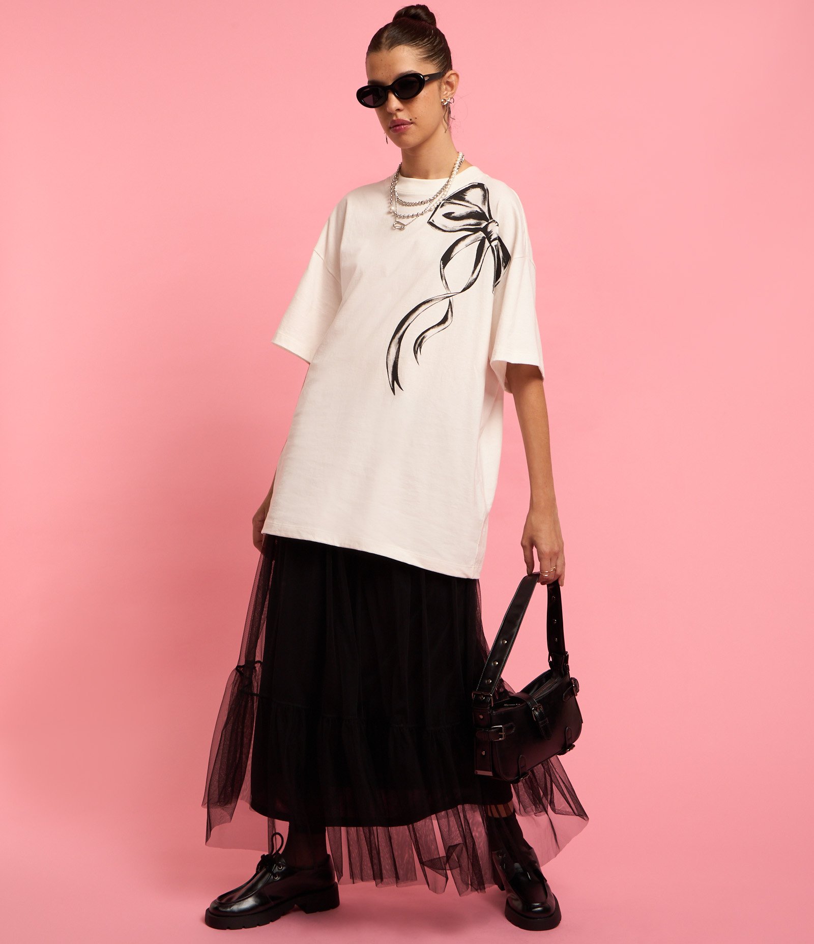 Saia Midi em Tule com Transparência Preto 5