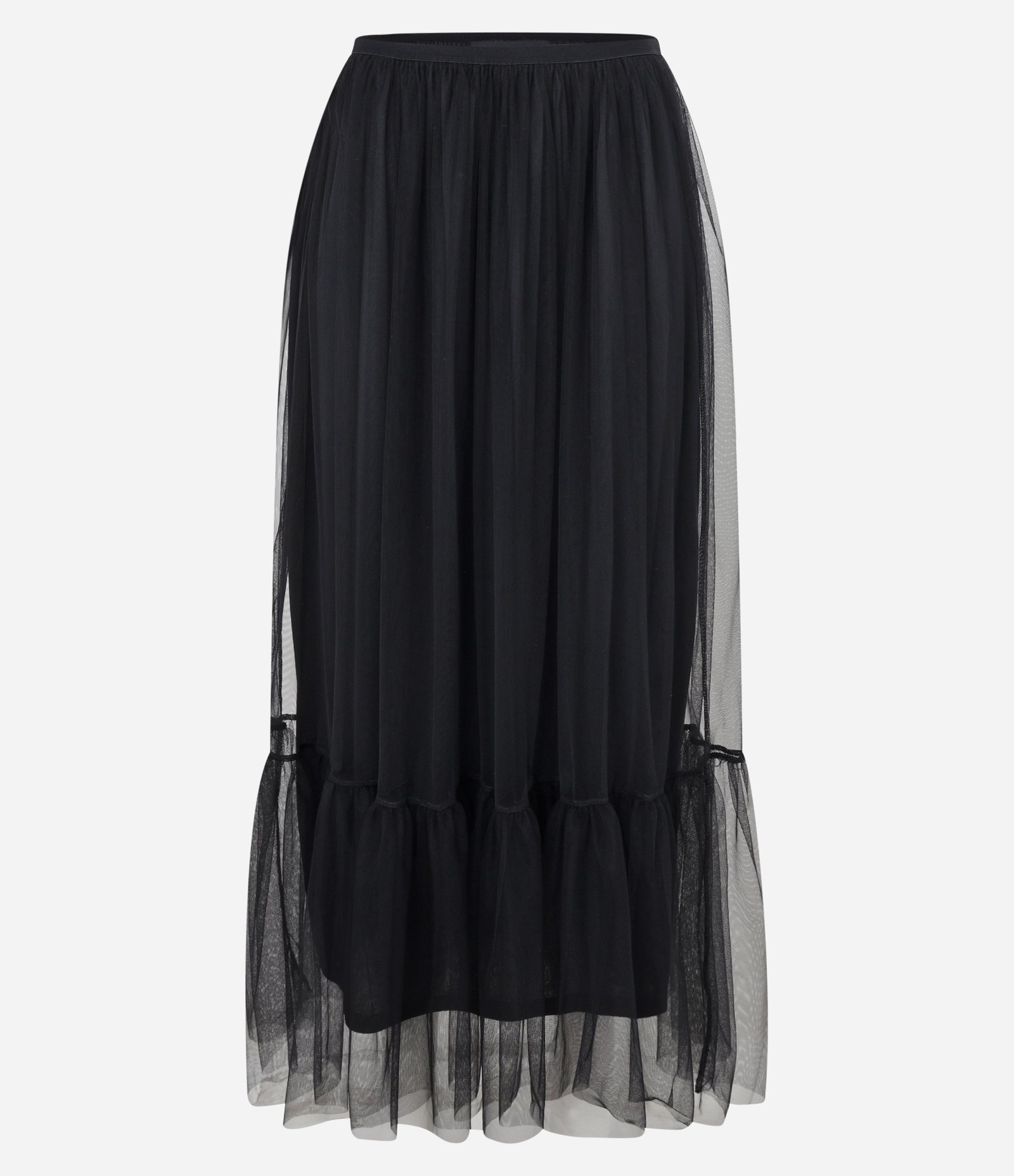 Saia Midi em Tule com Transparência Preto 6
