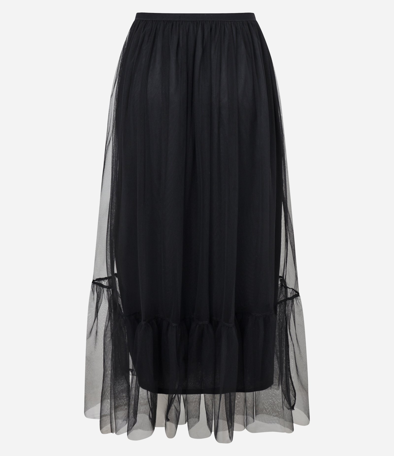 Saia Midi em Tule com Transparência Preto 7