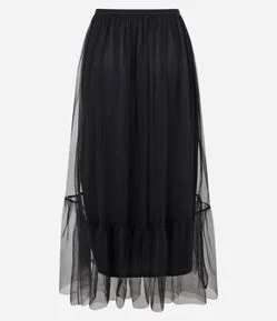Saia Midi em Tule com Transparência