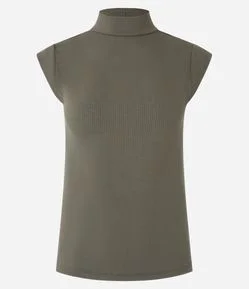 Blusa Ajustada em Ribana com Golinha e Texturas