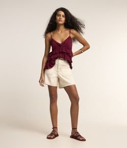 Short Mom em Sarja com Bolsos Frontais