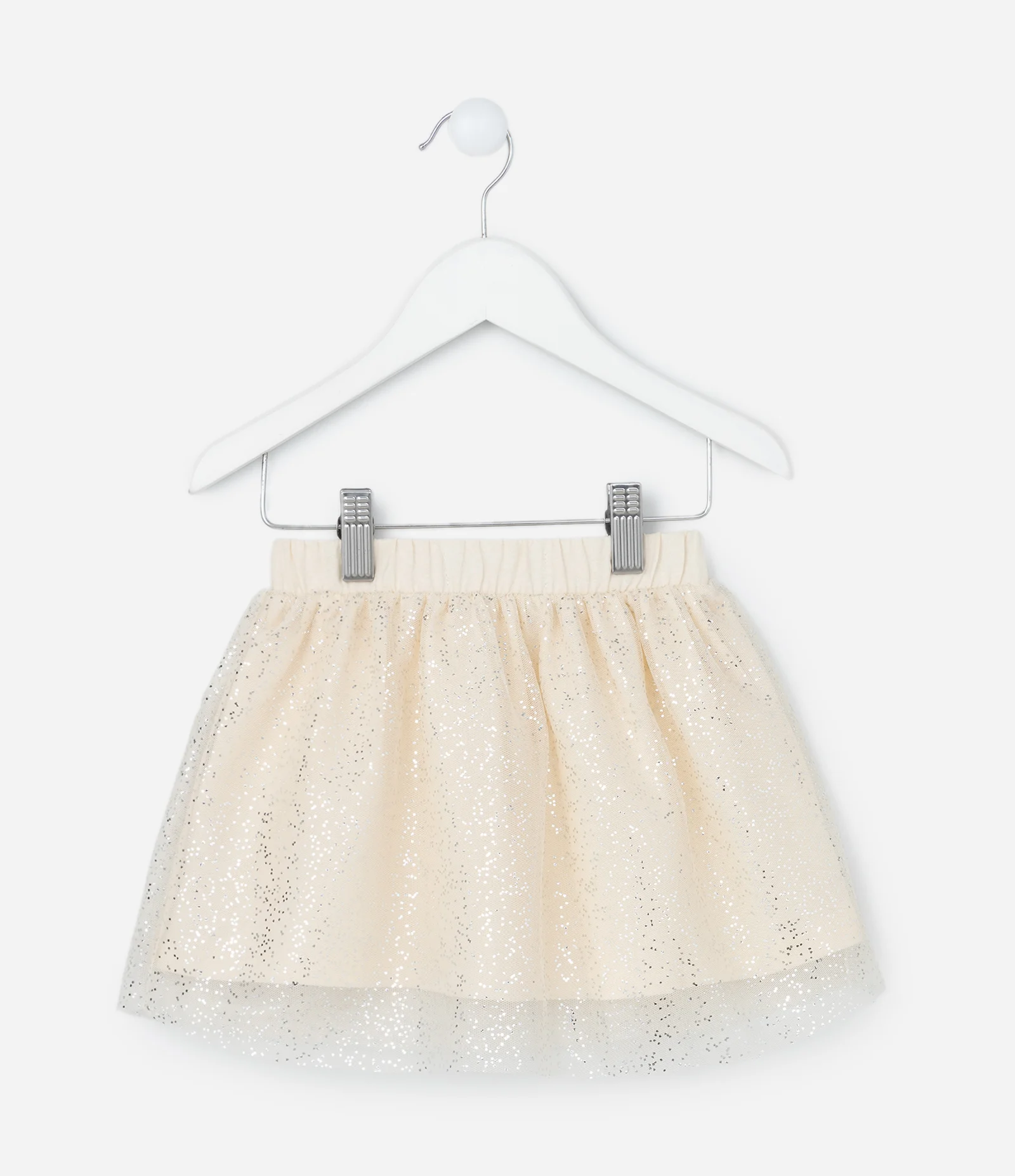 Saia Infantil em Tule com Brilhinhos - Tam 1 a 6 Anos Bege 2