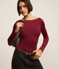 Body Básico em Poliamida com Gola Canoa