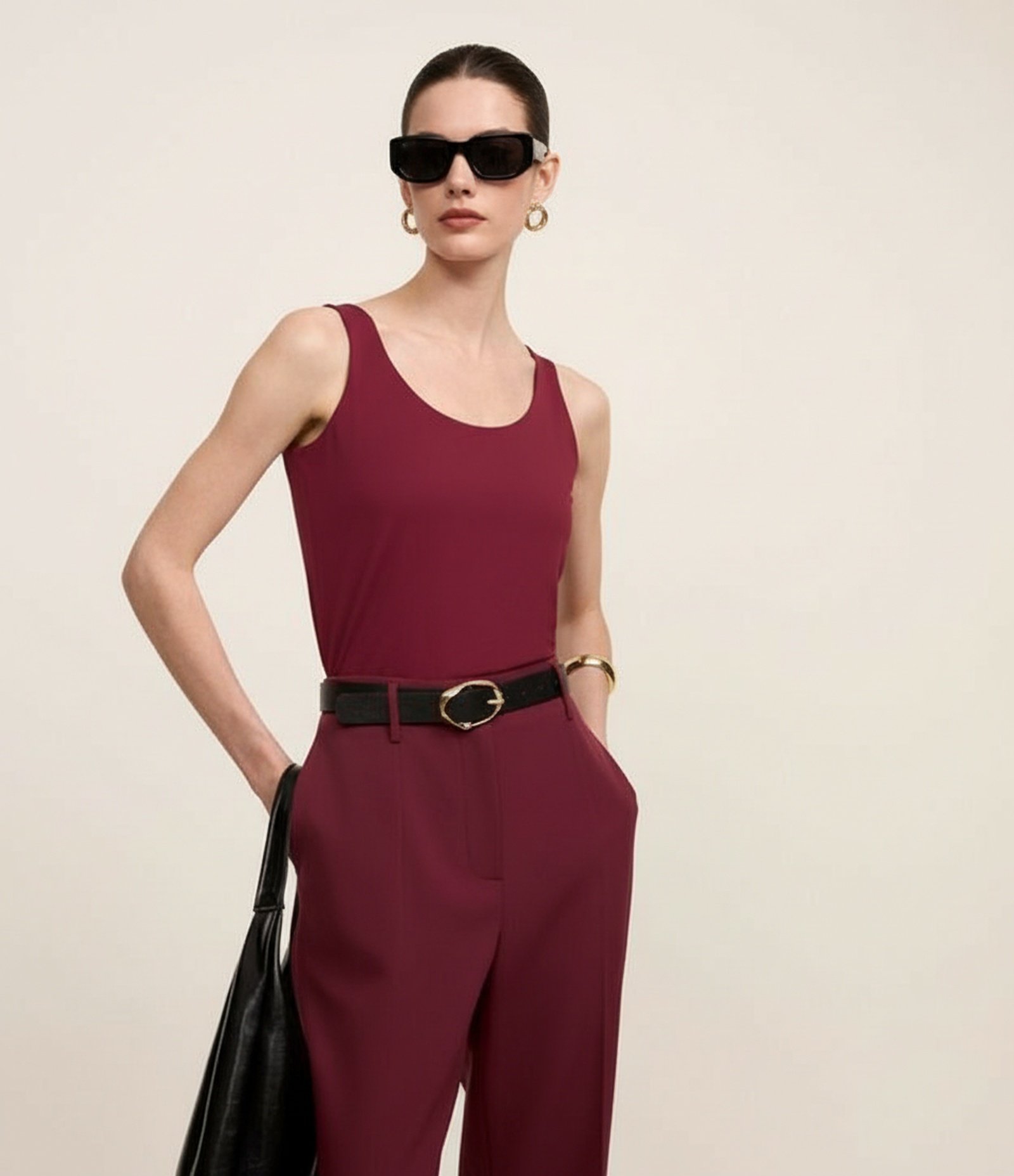 Blusa em Poliamida com Decote U e Alça Larga Vermelho 4