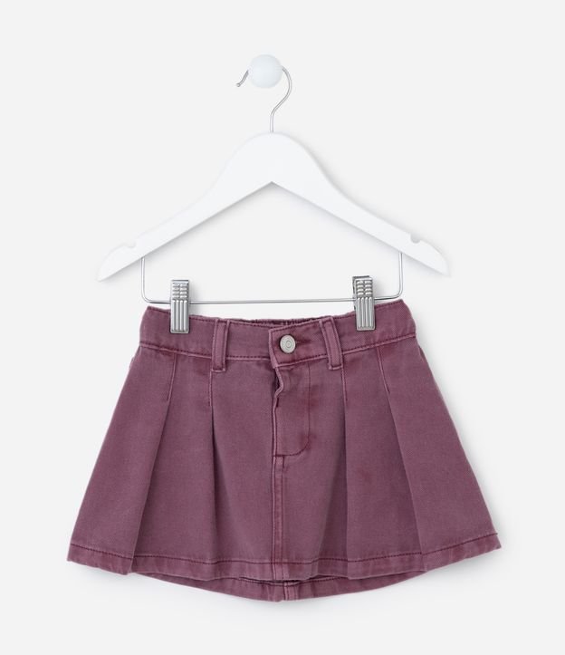 Saia Infantil Jeans com Pregas - Tam 1 a 6 Anos