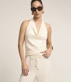 Blusa Frente Uníca Sem Mangas Texturizado