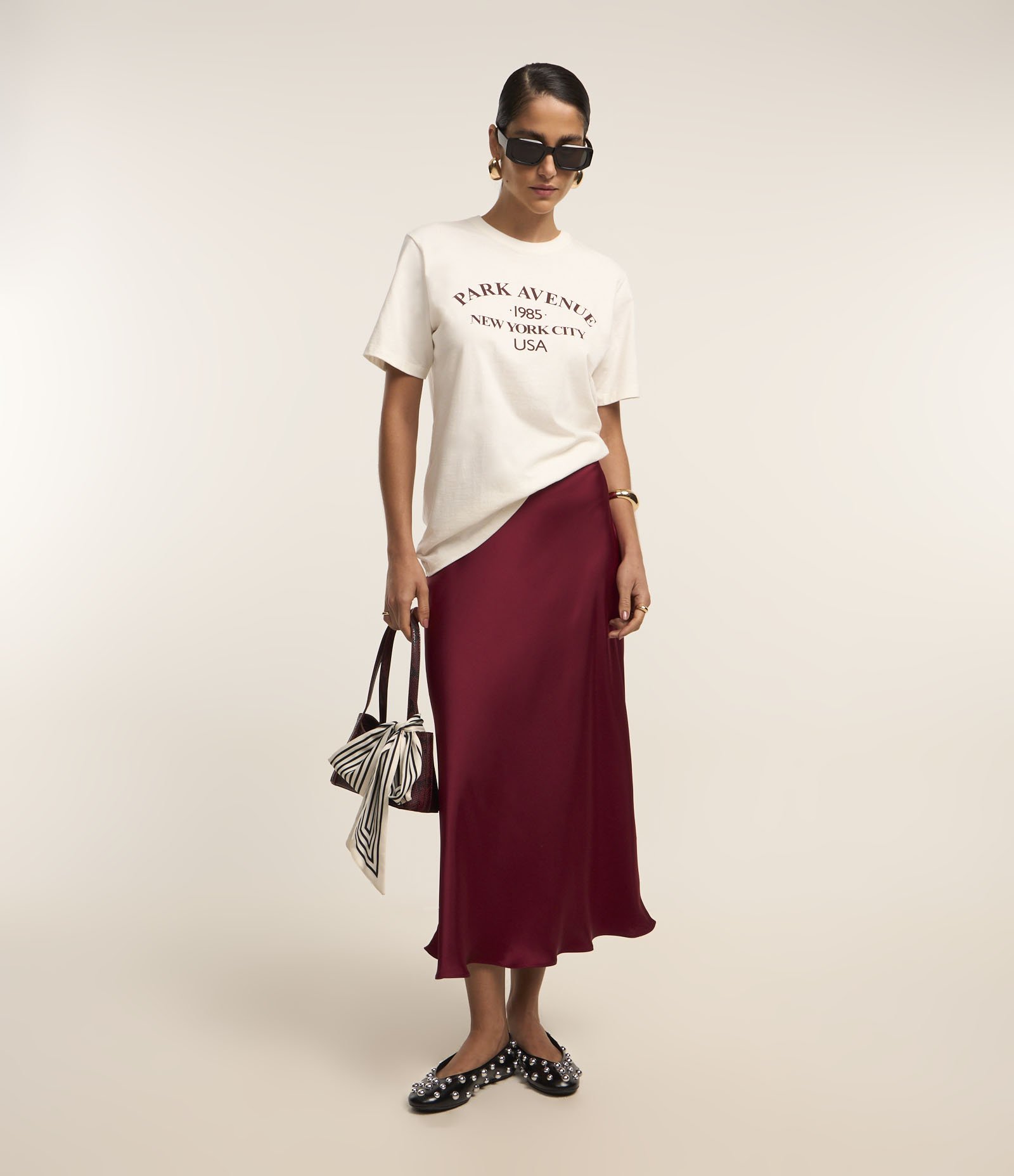 Saia Midi Evasê Slip Acetinada Vermelho 1
