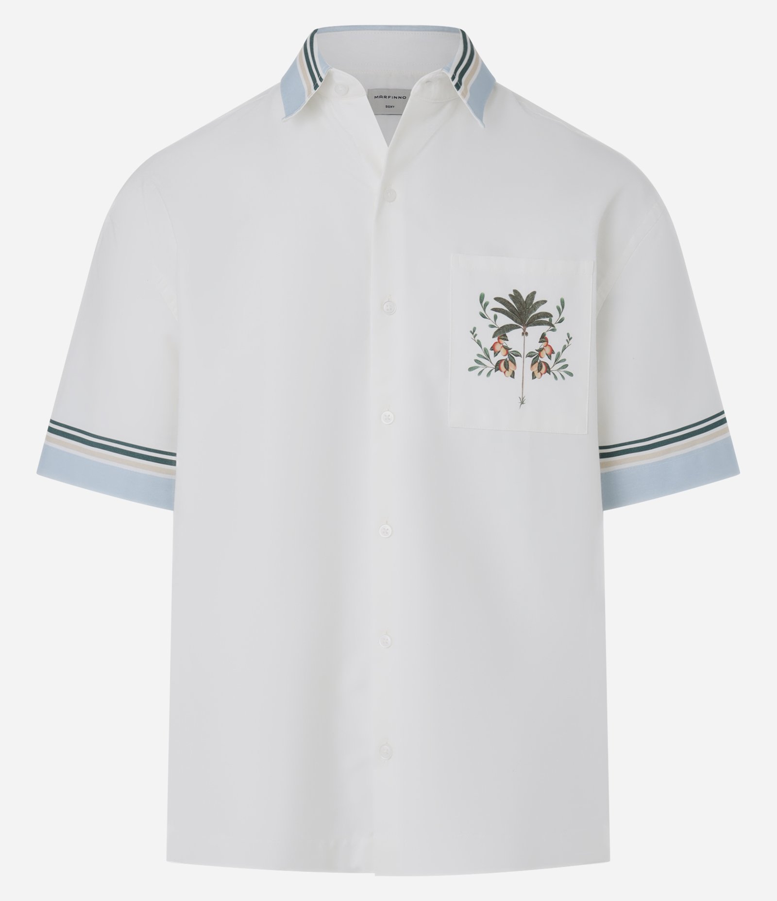 Camisa Boxy com Listras e Bolso Floral Branco 7