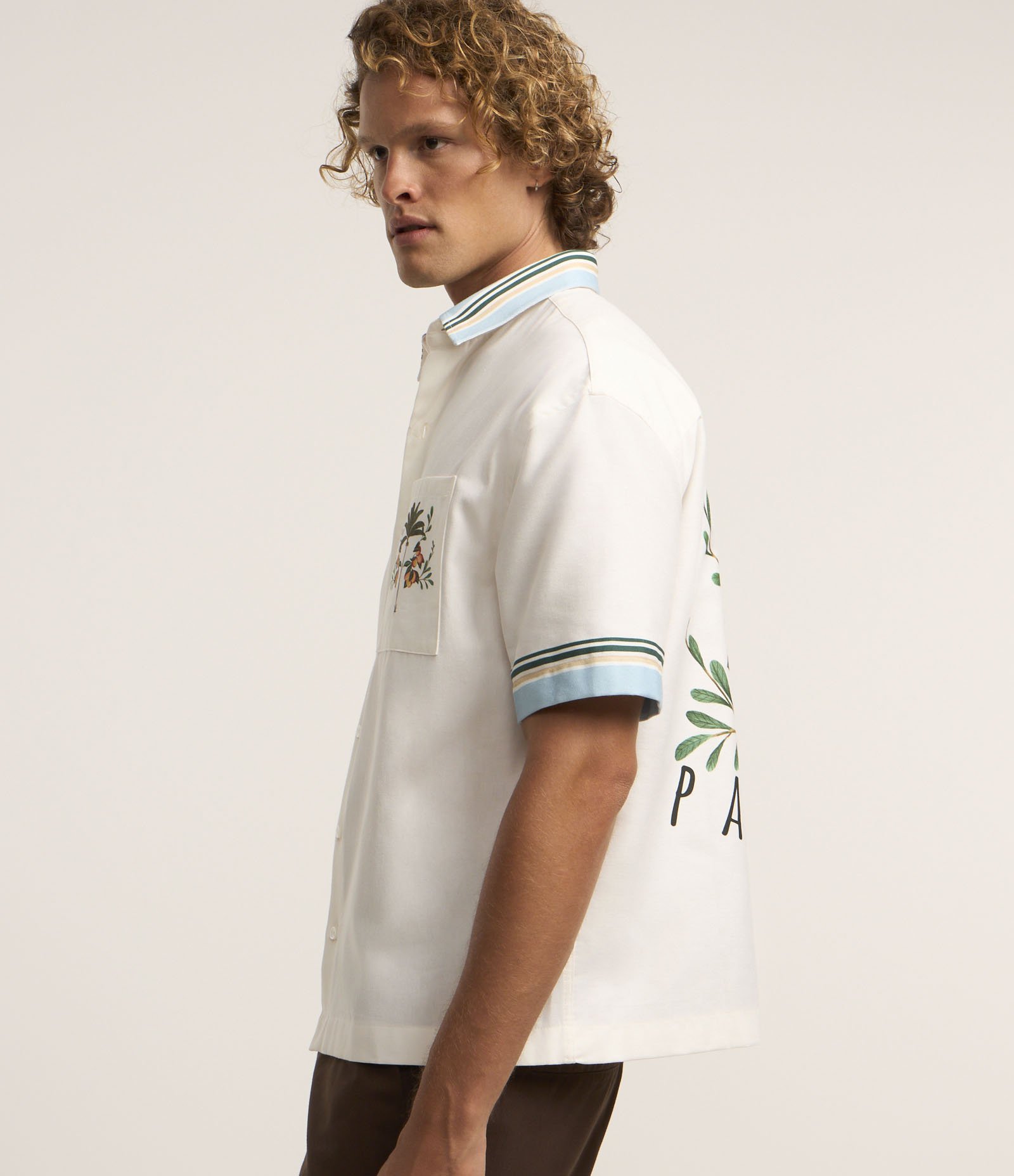 Camisa Boxy com Listras e Bolso Floral Branco 5