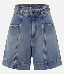 Short Regular Cintura Alta em Jeans com Cinto de Tecido