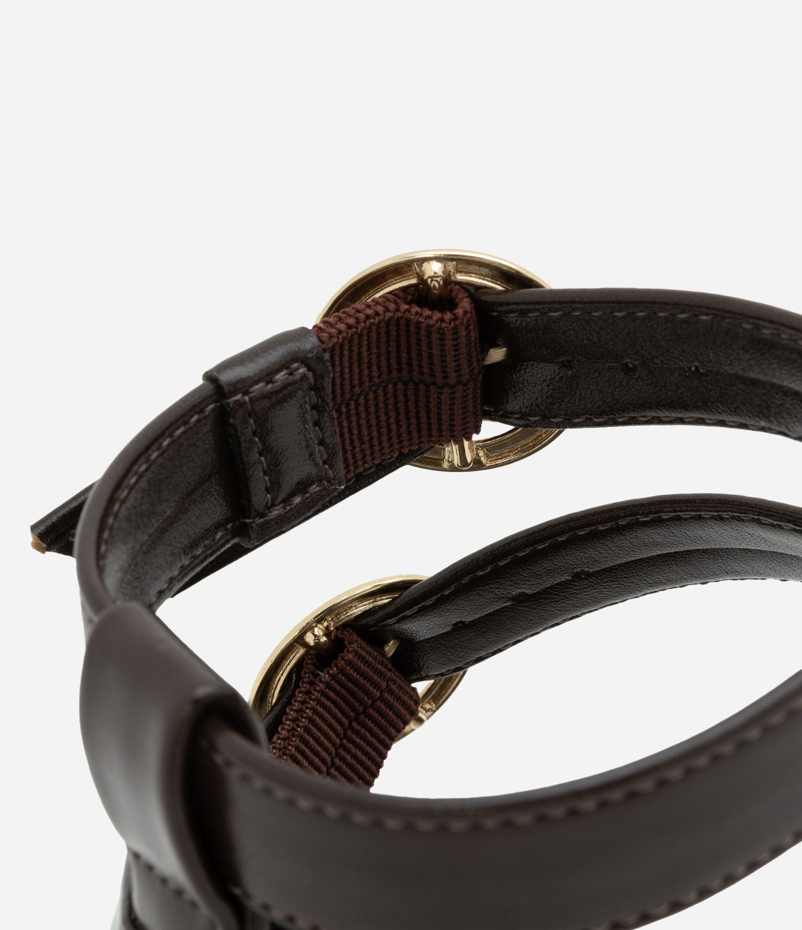 Sapato Boneca em PU com Salto Alto e Tira larga com Fivela Marrom Escuro 5